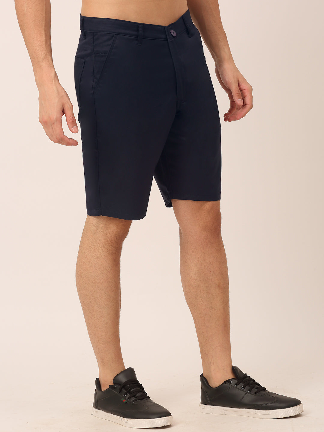 Jainish Men's Casual Cotton Solid Shorts ( SGP 153 Navy ) | Grocsy