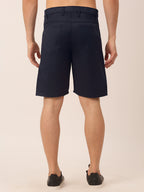 Jainish Men's Casual Cotton Solid Shorts ( SGP 153 Navy ) | Grocsy