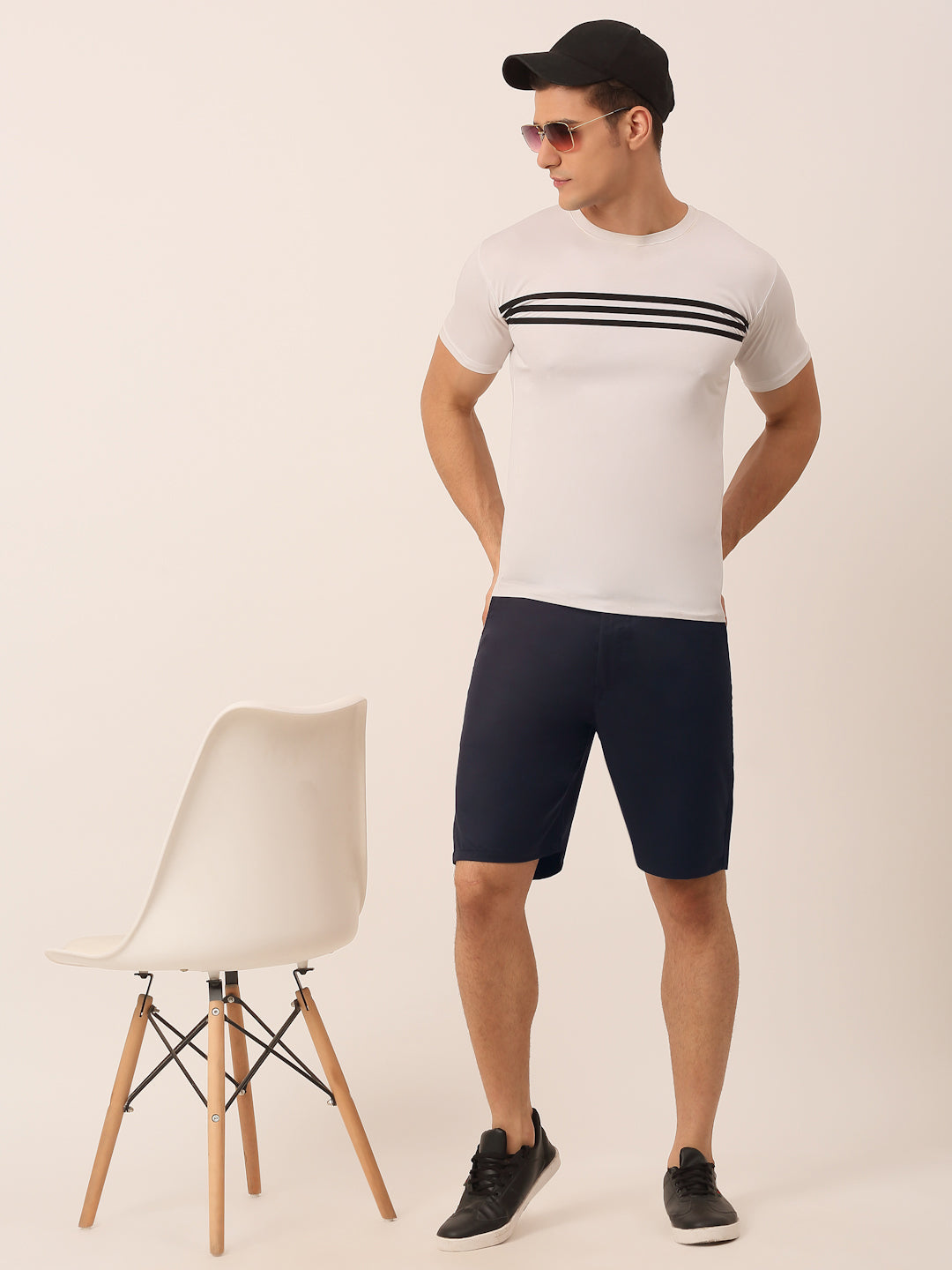 Jainish Men's Casual Cotton Solid Shorts ( SGP 153 Navy ) | Grocsy