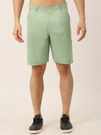 Jainish Men's Casual Cotton Solid Shorts ( SGP 153 Pista-Green ) | Grocsy