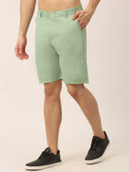 Jainish Men's Casual Cotton Solid Shorts ( SGP 153 Pista-Green ) | Grocsy