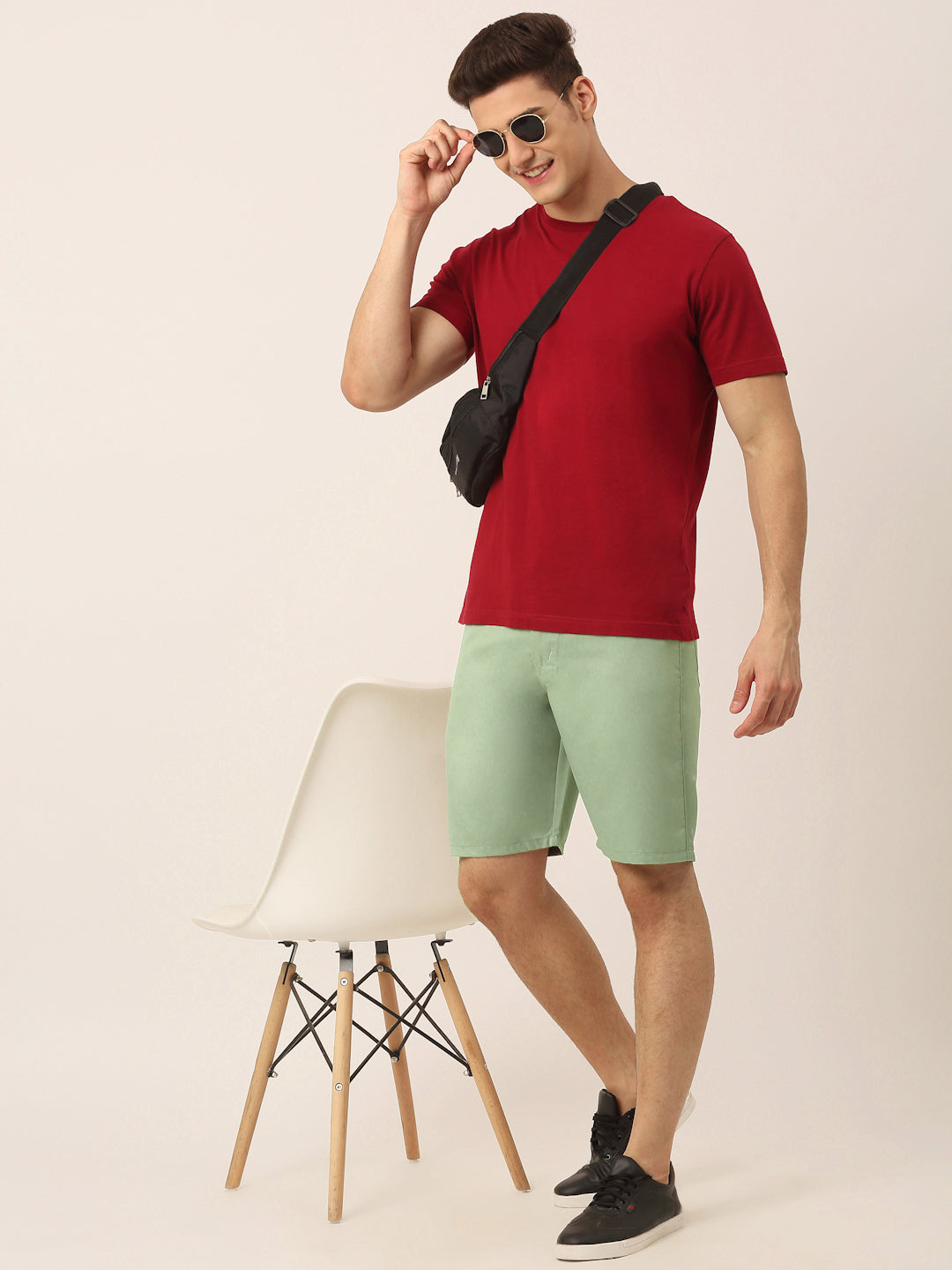Jainish Men's Casual Cotton Solid Shorts ( SGP 153 Pista-Green ) | Grocsy