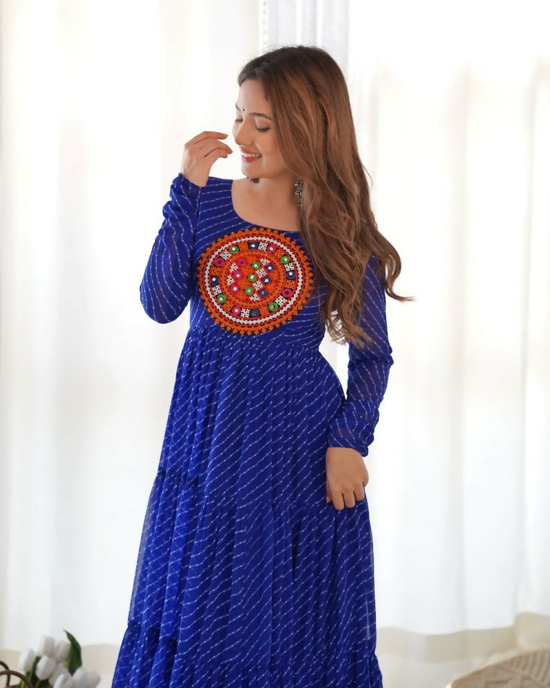 Joban Fashion Royal Blue Kurta Set Chanderi Sequence Embroidery Work | Grocsy