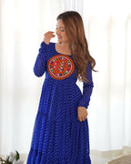 Joban Fashion Royal Blue Kurta Set Chanderi Sequence Embroidery Work | Grocsy