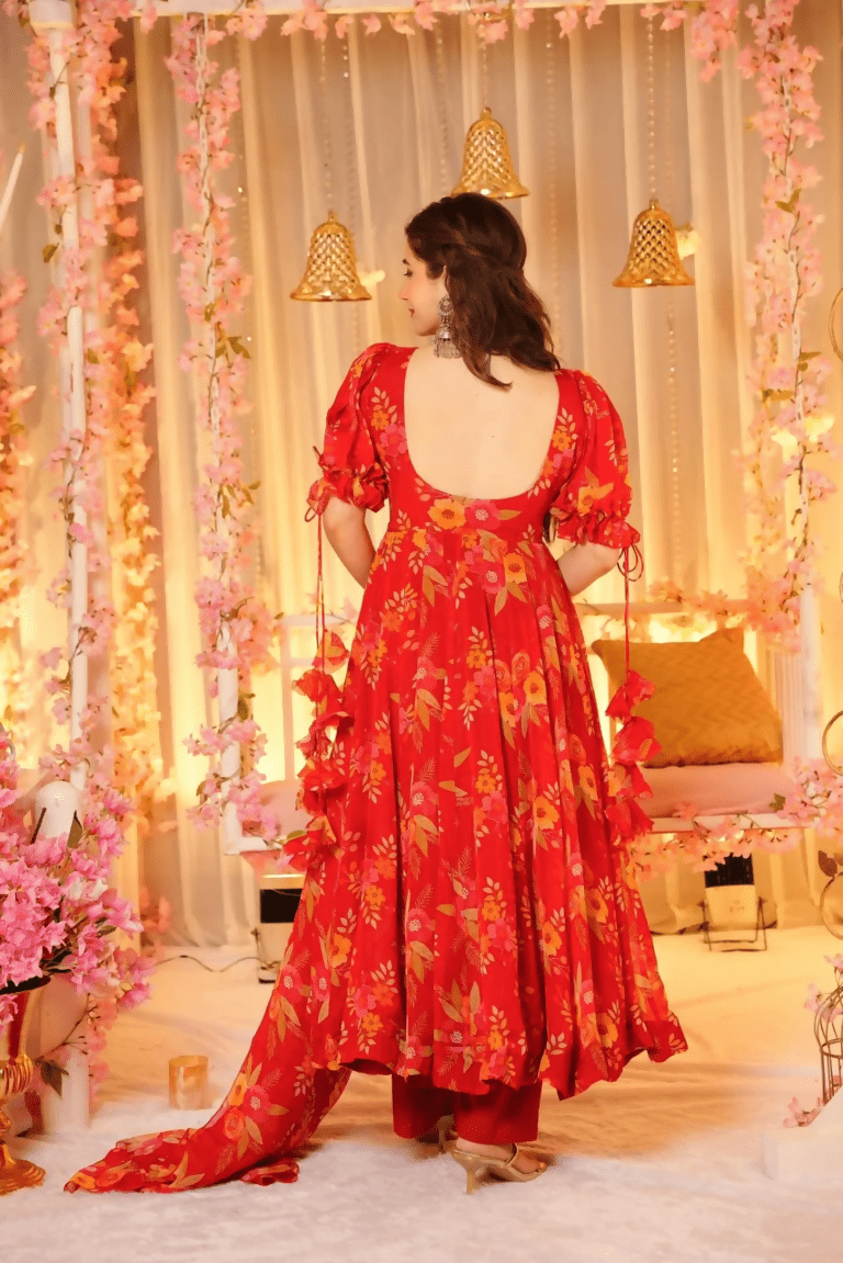 Aayaa Designer Printed Tebby Silk Suit - Multi Color | Grocsy