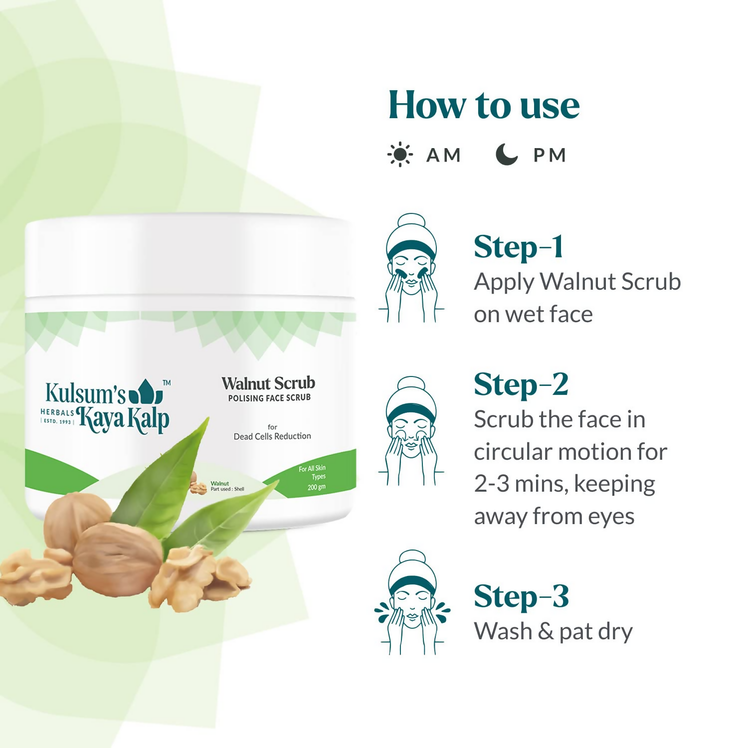 Kulsum's Kaya Kalp Walnut Scrub For Dead Cell Reduction For All Skin Types | Grocsy