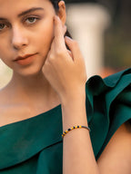 Priyaasi Women Classic Black & Yellow Beaded Sterling Silver Bracelet - Swadesiicart