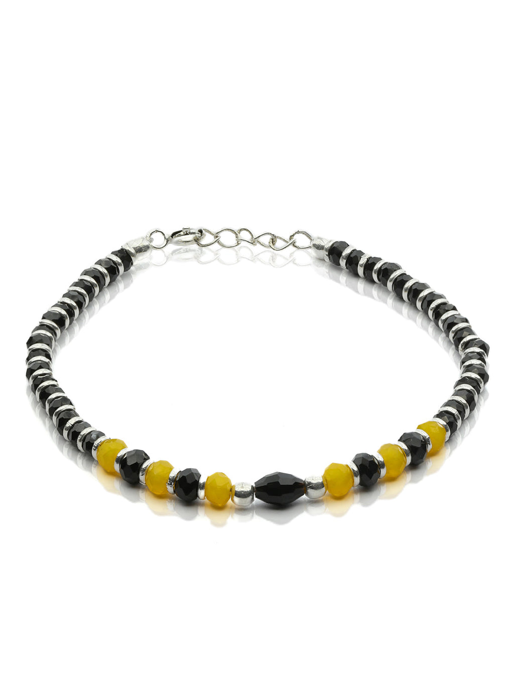 Priyaasi Women Classic Black & Yellow Beaded Sterling Silver Bracelet - Swadesiicart