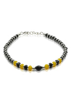Priyaasi Women Classic Black & Yellow Beaded Sterling Silver Bracelet - Swadesiicart