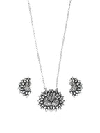 Priyaasi Women Oxidised Silver Peacock Jewellery Set - Swadesiicart