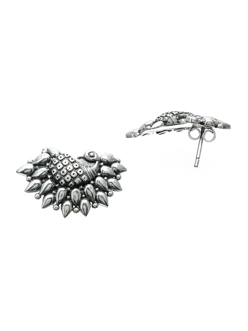 Priyaasi Women Oxidised Silver Peacock Jewellery Set - Swadesiicart