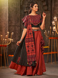 Myra Orange Cotton Embroidered Designer Navratri Special Lehenga | Grocsy