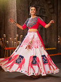 Myra White Rayon Embroidered Designer Navratri Special Lehenga | Grocsy