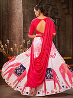 Myra White Rayon Embroidered Designer Navratri Special Lehenga | Grocsy