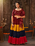 Myra Multicolour Rayon Embroidered Designer Navratri Special Lehenga | Grocsy