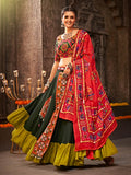 Myra Green Viscose Rayon Embroidered Designer Navratri Special Lehenga | Grocsy