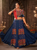 Myra Blue Viscose Rayon Embroidered Designer Navratri Special Lehenga | Grocsy