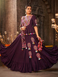 Myra Purple Viscose Rayon Embroidered Designer Navratri Special Lehenga | Grocsy