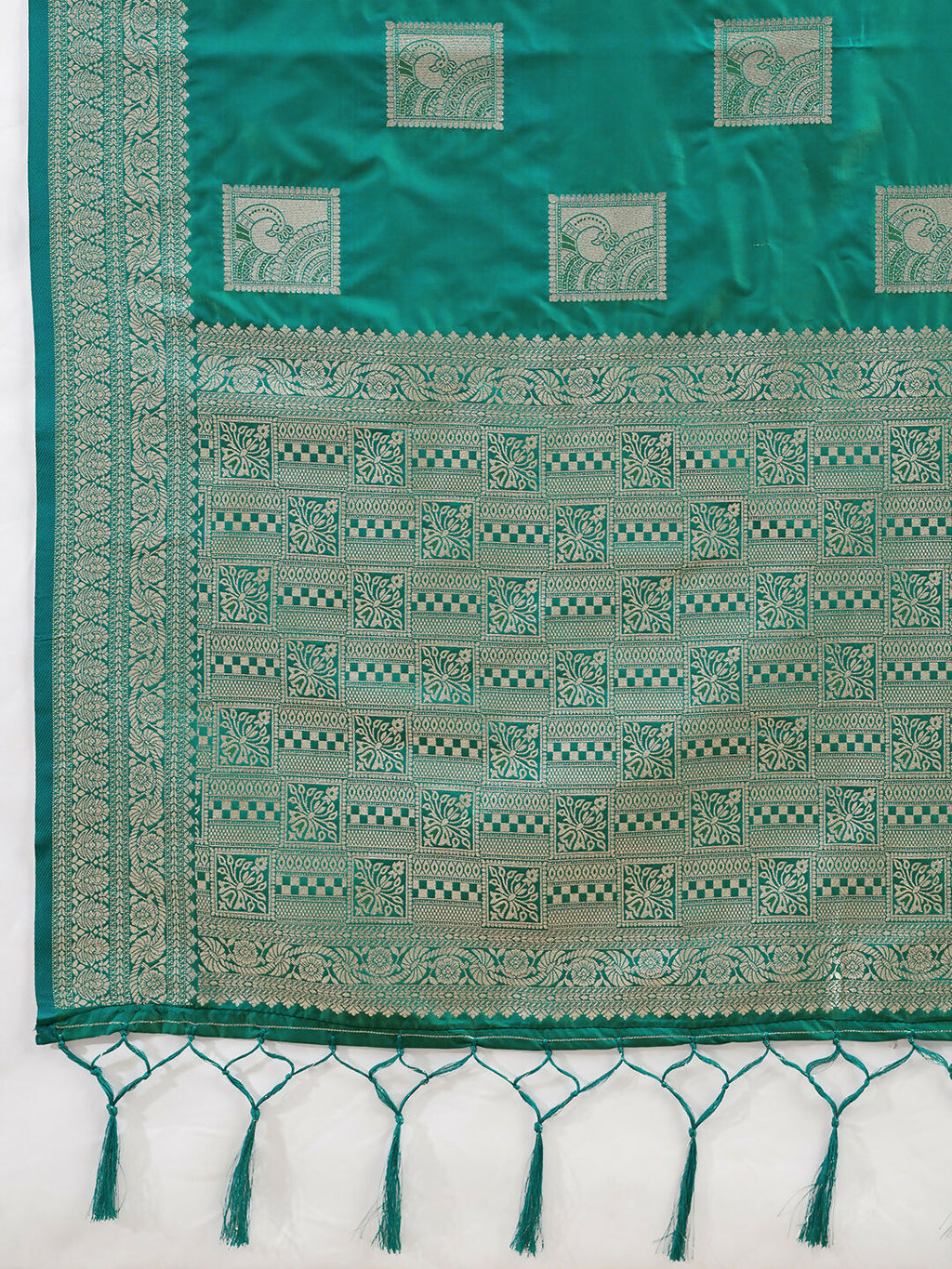 Shree Shyam Fashion Sea Green Silk Blend Saree | Grocsy