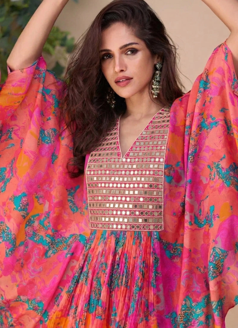 Vegaa Fashion Multicolor A Real Mirraw Chinon Silk Sharara Suit | Grocsy