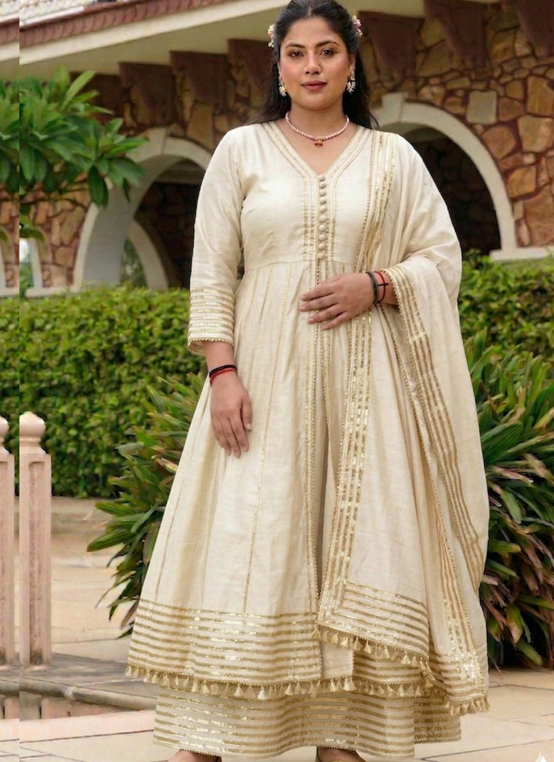 Vegaa Fashion Ceam Gota Cotton Silk Palazzo Suit | Grocsy