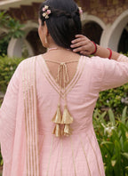 Vegaa Fashion Baby-Pink Gota Cotton Silk Palazzo Suit | Grocsy