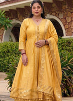 Vegaa Fashion Light-Yellow Gota Cotton Silk Palazzo Suit | Grocsy