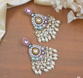 Jewel City Handcrafted Multicolor Kundan Pearl Chandbali Earrings | Traditional Ethnic Gold-Plated Indian Jewelry | Grocsy