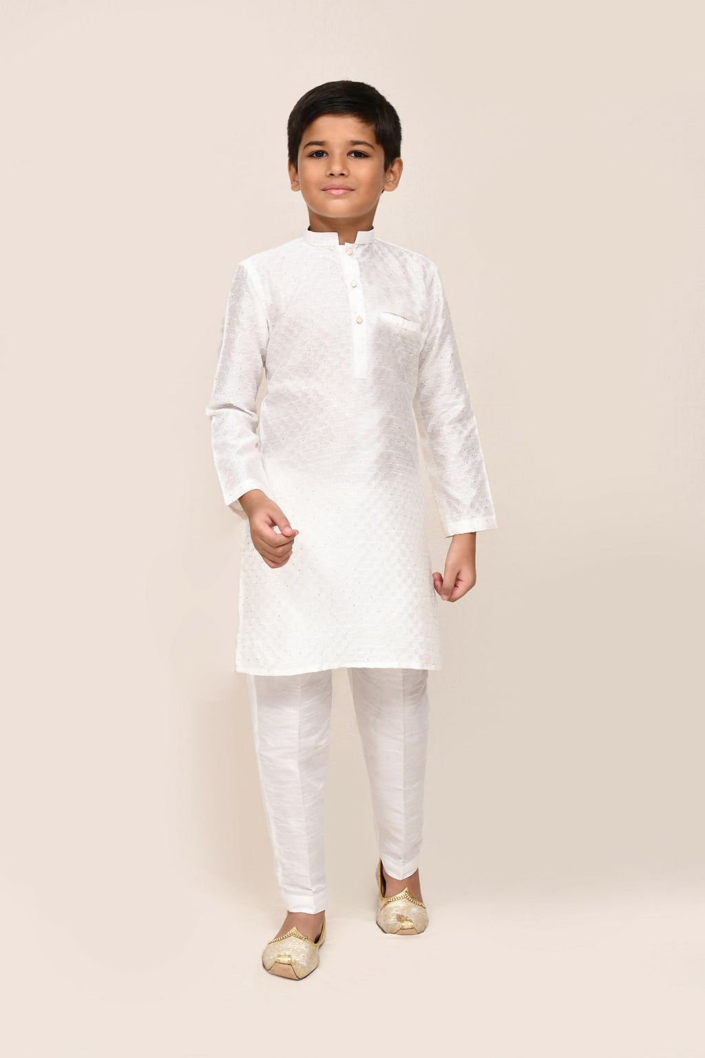 Joban Fashion Art Silk White Kurta With Straight Fit Pant | Grocsy