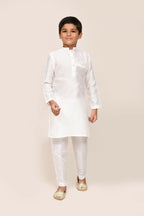 Joban Fashion Art Silk White Kurta With Straight Fit Pant | Grocsy