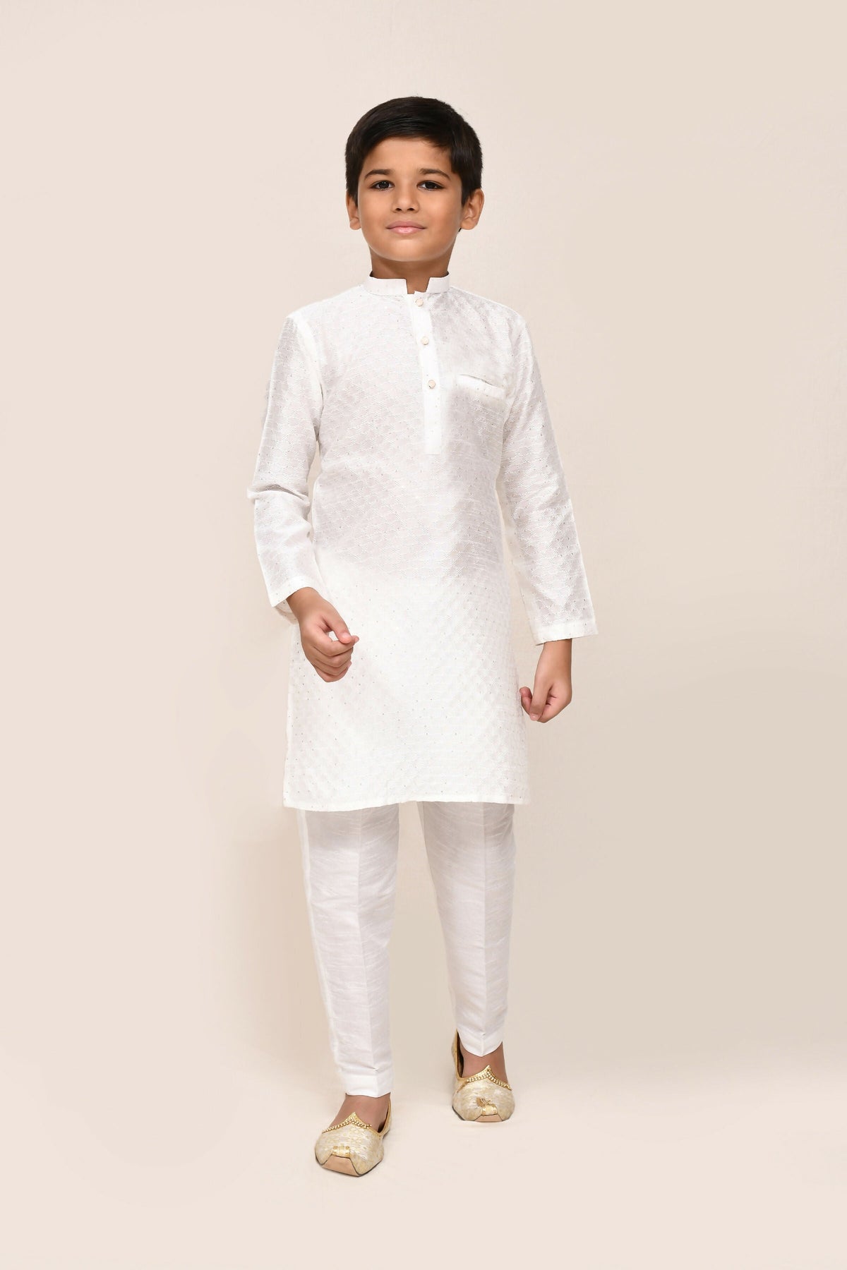 Joban Fashion Art Silk White Kurta With Straight Fit Pant | Grocsy