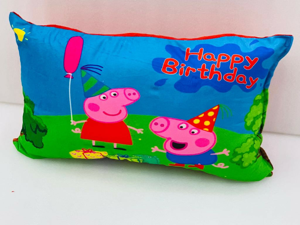 Unique Fashion Microfibre Filled Cushion For Kids - Happy Bday Peppa Pig | Grocsy