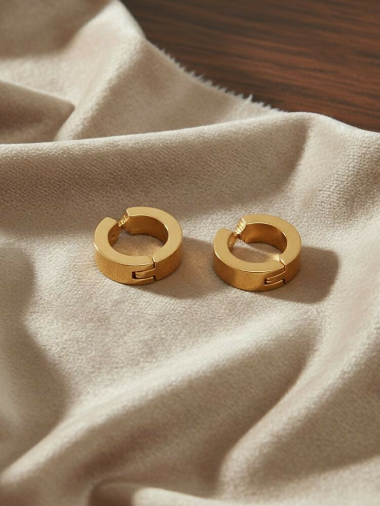 NVR Men's Gold Plated Hoop Earrings | Grocsy