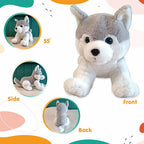 Webby Plush Husky Dog Stuffed Animal Puppy Soft Toy-Grey | Grocsy