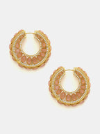 Ruby Raang Gold Polished Peach Round Kundan Loops | Grocsy