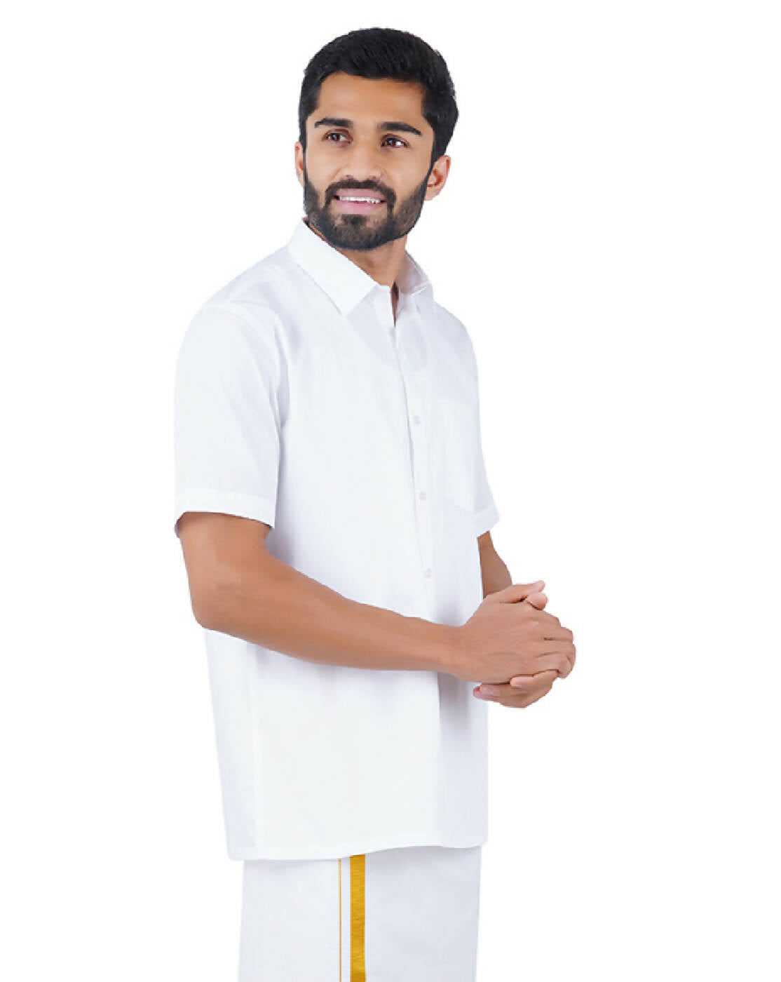 Ramraj Cotton Mens Half Sleeve Formal 100 % Cotton White Shirt | Grocsy