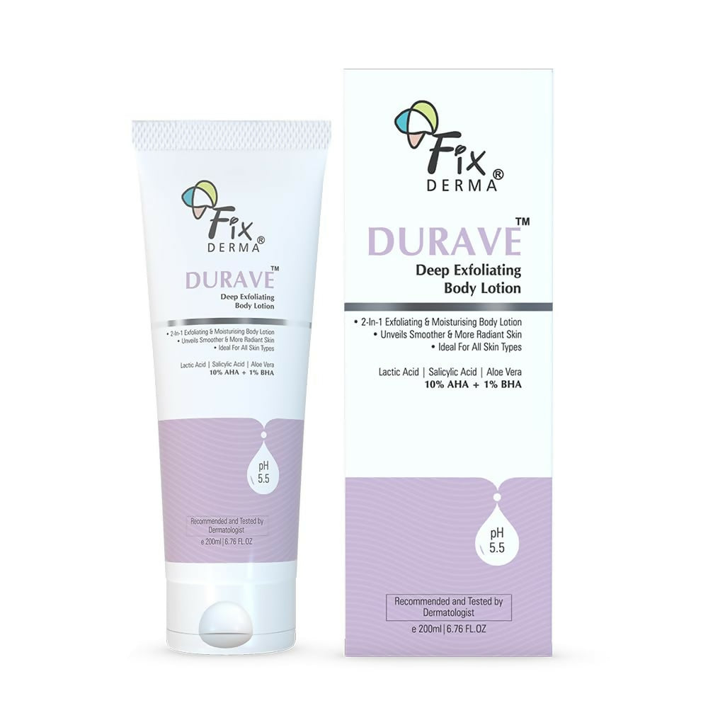 Fixderma Durave 10% AHA + 1% BHA Deep Exfoliating Body Lotion with Lactic & 1% Salicylic Acid | Grocsy