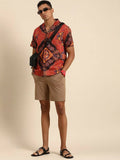 Red Relaxed Floral Opaque Printed Casual Resort Shirt - Mahotsav | Grocsy