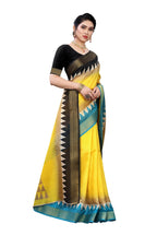 Vamika Yellow & Black Linen Jari Border Saree (GUNJAN YELLOW) | Grocsy