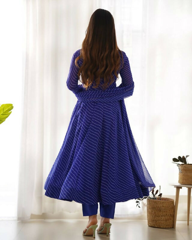 Lehenga Mart Designer Anarkali Suit With Kurta, Pant, Dupatta For Women-Royal Blue | Grocsy