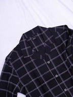 Diva Globe Cotton Black Checkard Lapel Collar Shirt | Grocsy
