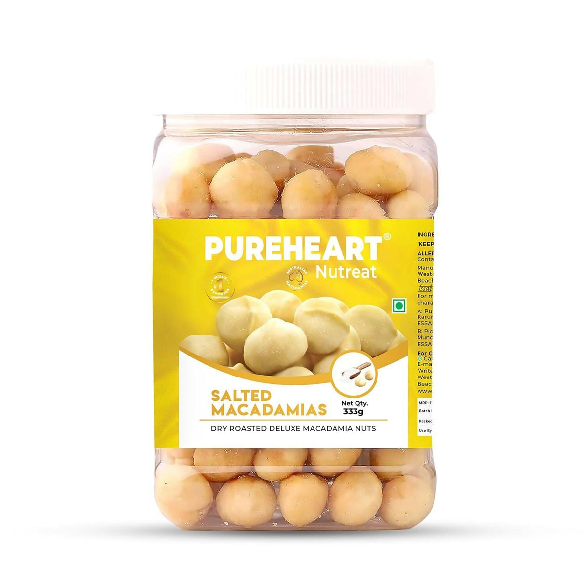 Pureheart Nutreat Salted Macadamia|Premium Dry Roasted Macadamia Nuts | Grocsy