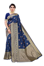Vamika Blue Weaving Banarasi Jacquard Saree | Grocsy