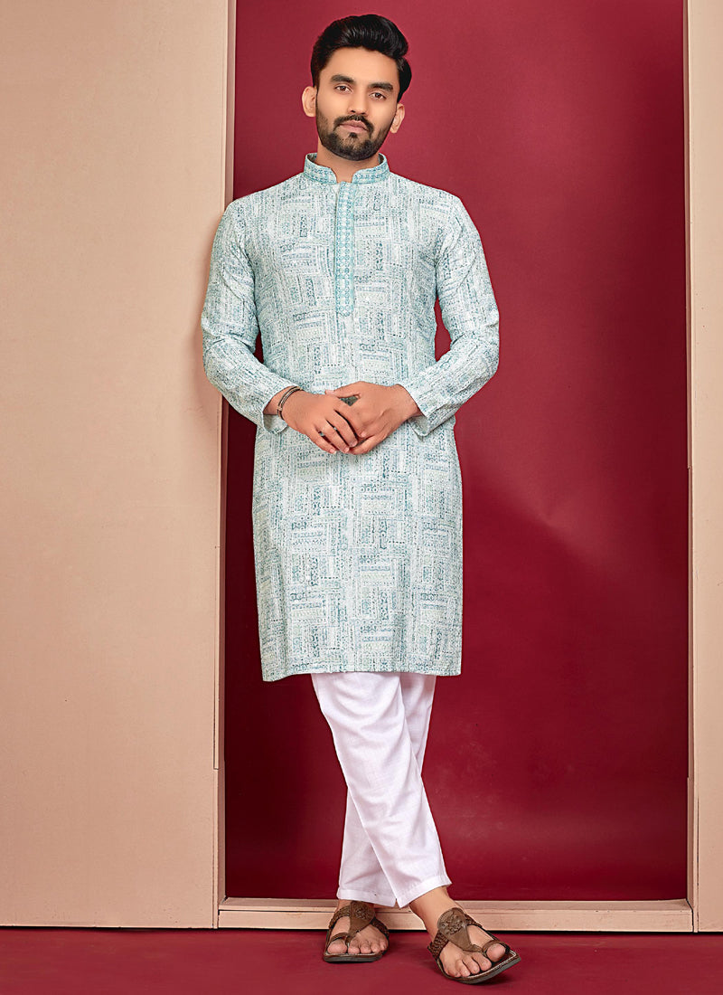Prazu Fashion Off White Rayon Lucknowi Work Kurta | Grocsy