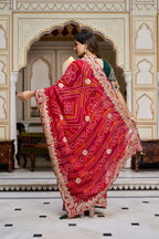 SDF New Festival bandhrej Red saree | Grocsy