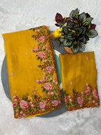 Joban Fashion Yellow Candy Crush Party Wear Sarees | Grocsy