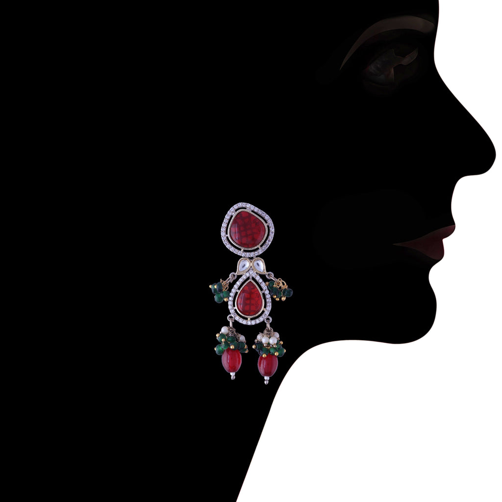 Ishika Red Polki Kundan Neckpiece - Wahe Jewels - Swadesiicart