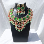 Noor Mint Polki Kundan Neckpiece - Wahe Jewels - Swadesiicart