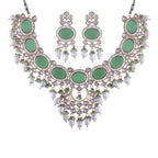 Noor Mint Polki Kundan Neckpiece - Wahe Jewels - Swadesiicart