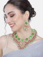 Noor Mint Polki Kundan Neckpiece - Wahe Jewels - Swadesiicart